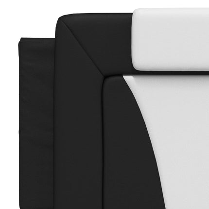 Bed Frame "Viana" without Mattress Black and White 59.8"x79.9" Faux Leather