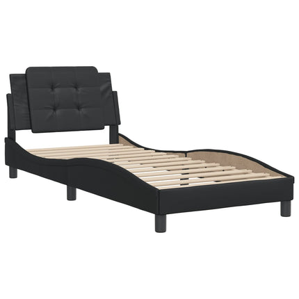 Bed Frame without Mattress "Zadar" Black 39.4"x74.8" Faux Leather