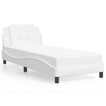 Bed Frame without Mattress "Zadar" White 39.4"x74.8" Faux Leather