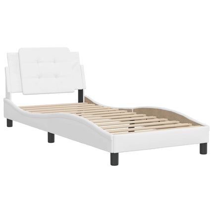 Bed Frame without Mattress "Zadar" White 39.4"x74.8" Faux Leather
