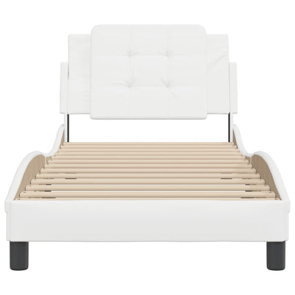 Bed Frame without Mattress "Zadar" White 39.4"x74.8" Faux Leather
