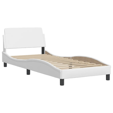 Bed Frame without Mattress "Zadar" White 39.4"x74.8" Faux Leather