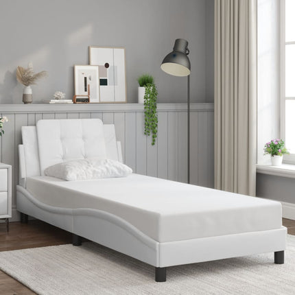 Bed Frame without Mattress "Zadar" White 39.4"x74.8" Faux Leather