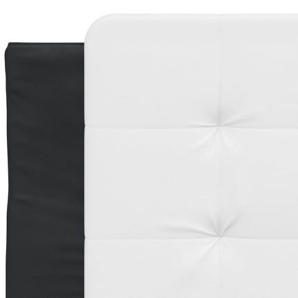 Bed Frame without Mattress "Zadar" Black and White 39.4"x74.8" Faux Leather