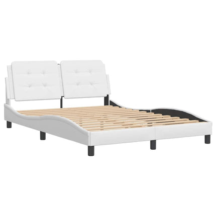 Bed Frame without Mattress "Zadar" White 53.9"x74.8" Faux Leather