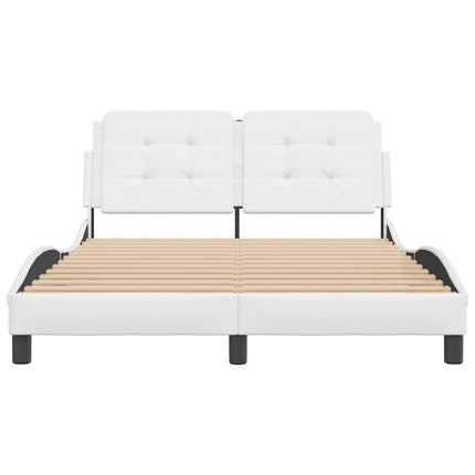 Bed Frame without Mattress "Zadar" White 53.9"x74.8" Faux Leather