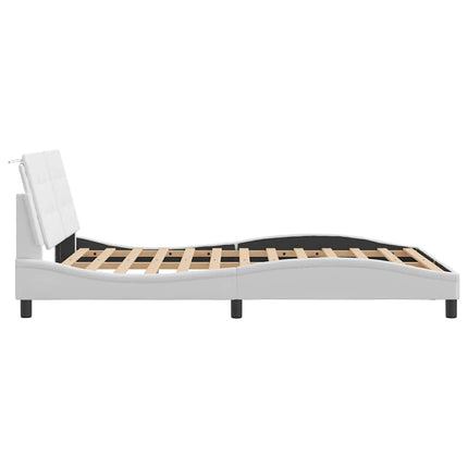 Bed Frame without Mattress "Zadar" White 53.9"x74.8" Faux Leather