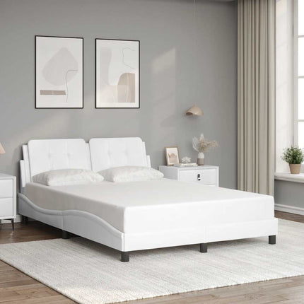 Bed Frame without Mattress "Zadar" White 53.9"x74.8" Faux Leather