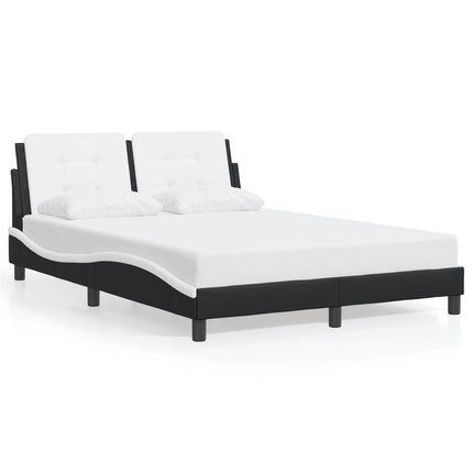 Bed Frame without Mattress "Zadar" Black and White 53.9"x74.8" Faux Leather