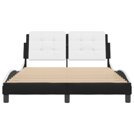 Bed Frame without Mattress "Zadar" Black and White 53.9"x74.8" Faux Leather