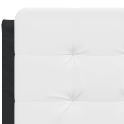 Bed Frame without Mattress "Zadar" Black and White 53.9"x74.8" Faux Leather