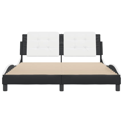 Bed Frame without Mattress "Zadar" Black and White 59.8"x79.9" Faux Leather