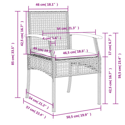 5 Piece Patio Dining Set with Cushions Gray Poly Rattan