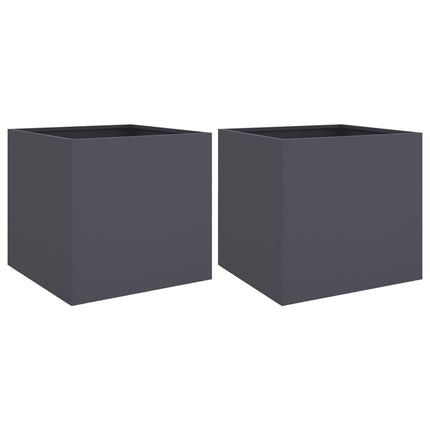 Planters 2 pcs Anthracite 16.5"x15.7"x15.4" Steel