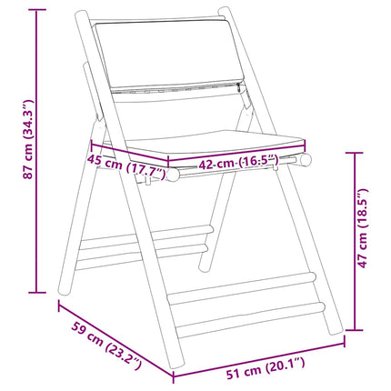 4 Piece Folding Bistro Chairs with Dark Gray Cushions Bamboo