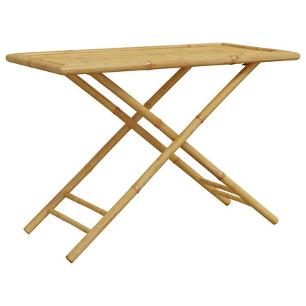 5 Piece Folding Bistro Set with Dark Gray Cushions Bamboo