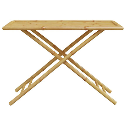 5 Piece Folding Bistro Set with Dark Gray Cushions Bamboo