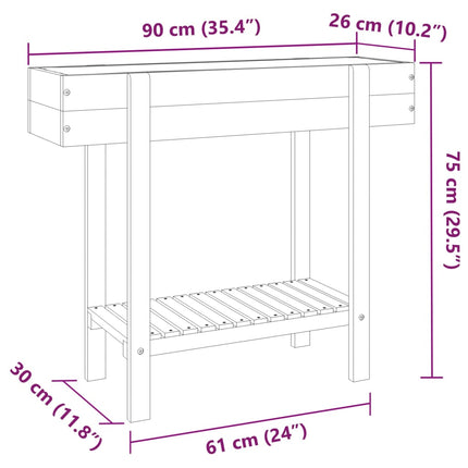 Garden Raised Bed 35.4"x11.8"x29.5" Solid Wood Acacia