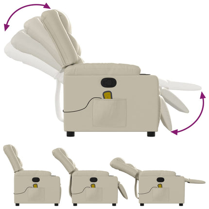 Massage Recliner Chair Cream Faux Leather