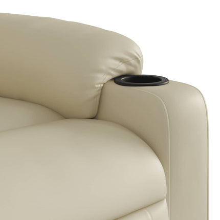 Massage Recliner Chair Cream Faux Leather