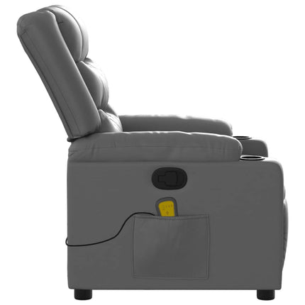 Massage Recliner Chair Gray Faux Leather