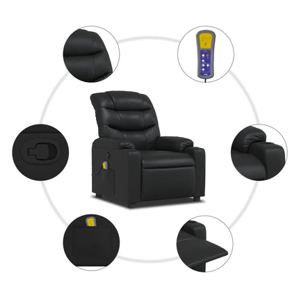 Massage Recliner Chair Black Faux Leather