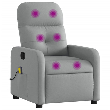Massage Recliner Chair Light Gray Fabric