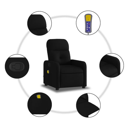 Massage Recliner Chair Black Fabric