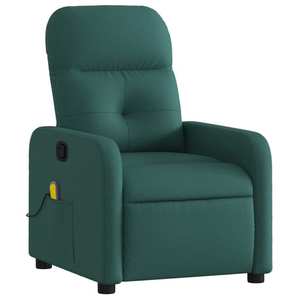 Massage Recliner Chair Dark Green Fabric