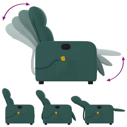 Massage Recliner Chair Dark Green Fabric
