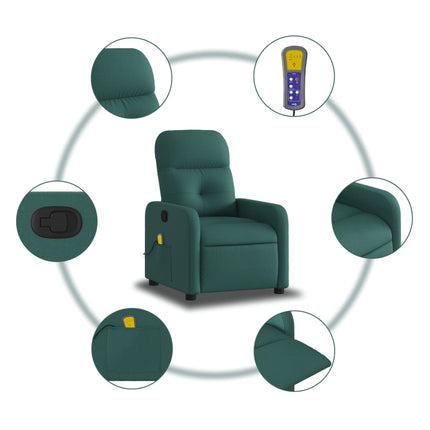 Massage Recliner Chair Dark Green Fabric