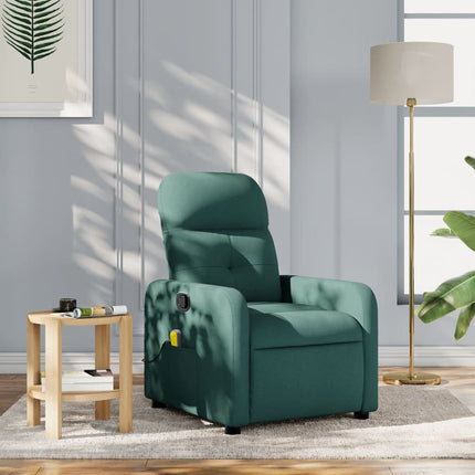 Massage Recliner Chair Dark Green Fabric
