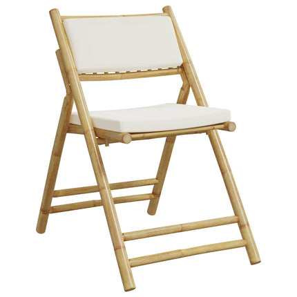 Folding Bistro Set 3 pcs with Cushions Bamboo