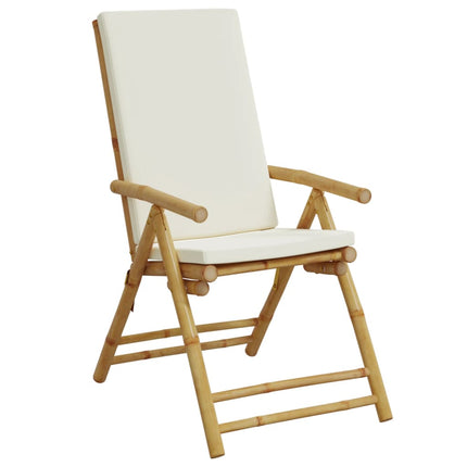 Folding Patio Reclining Chairs 2 pcs with Cushions Bamboo