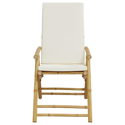 Folding Patio Reclining Chairs 2 pcs with Cushions Bamboo