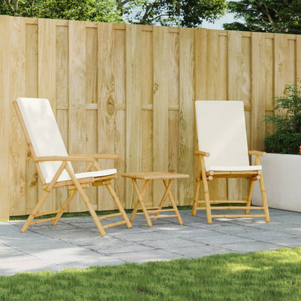 Folding Patio Reclining Chairs 2 pcs with Cushions Bamboo