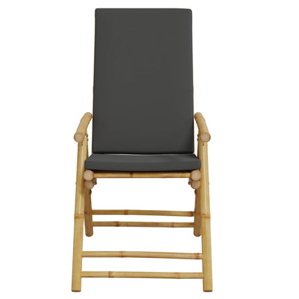 Folding Patio Reclining Chairs 2 pcs with Cushions Bamboo