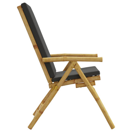 Folding Patio Reclining Chairs 2 pcs with Cushions Bamboo