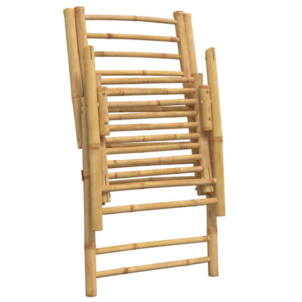Folding Patio Reclining Chairs 2 pcs with Cushions Bamboo