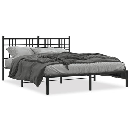 Metal Bed Frame without Mattress with Headboard Black 59.1"x78.7