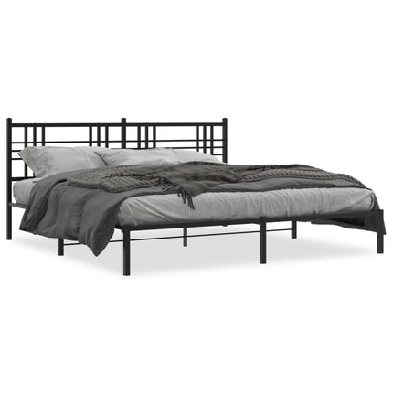 Metal Bed Frame without Mattress with Headboard Black 76"x79.9