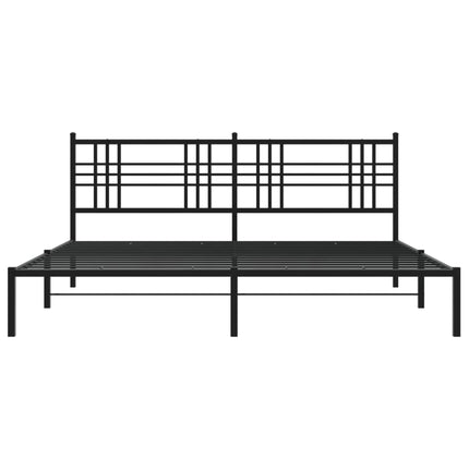Metal Bed Frame without Mattress with Headboard Black 76"x79.9