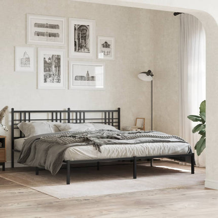 Metal Bed Frame without Mattress with Headboard Black 76"x79.9