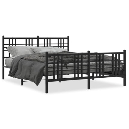 Metal Bed Frame without Mattress with Footboard Black 59.1"x78.7