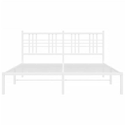 Metal Bed Frame without Mattress with Headboard White 59.1"x78.7