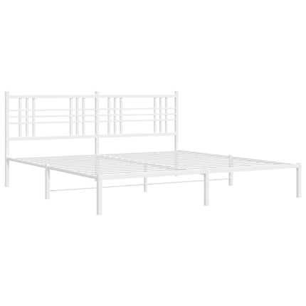 Metal Bed Frame without Mattress with Headboard White 76"x79.9