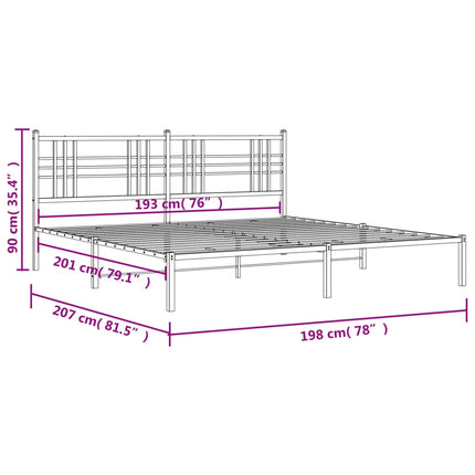 Metal Bed Frame without Mattress with Headboard White 76"x79.9