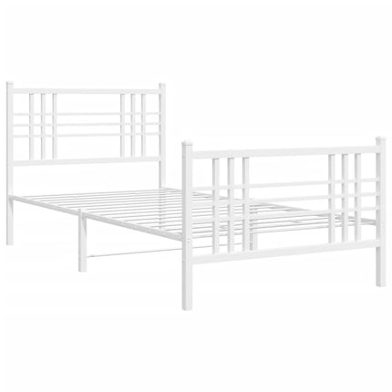 Metal Bed Frame without Mattress with Footboard White 39.4"x78.7