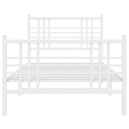 Metal Bed Frame without Mattress with Footboard White 39.4"x78.7