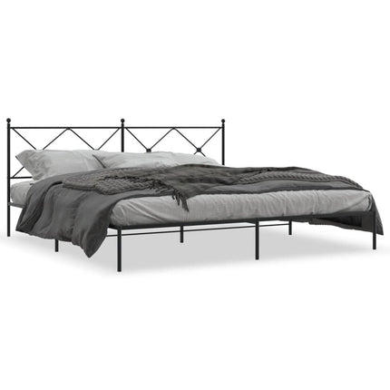 Metal Bed Frame without Mattress with Headboard Black 76"x79.9